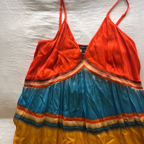 NWT Anthropologie Tanvi Kedia V-Neck Silky Colorblock Midi Dress size S - Picture 13 of 13